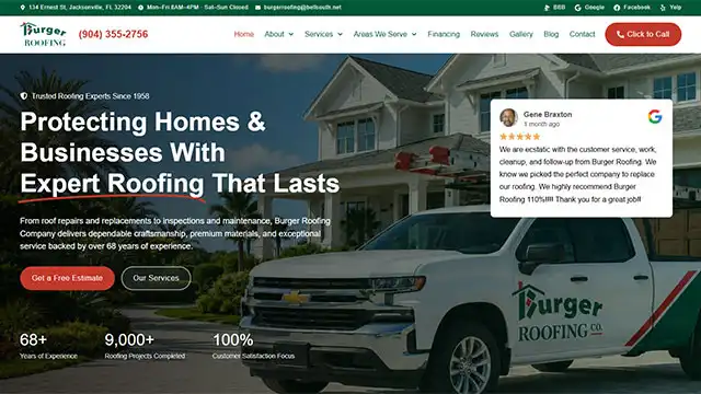 Burger Roofing Fully Responsive seo optimized website redesign